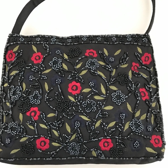 HILLARD & HANSON Black Beaded Mini Bag Floral - Picture 3 of 14